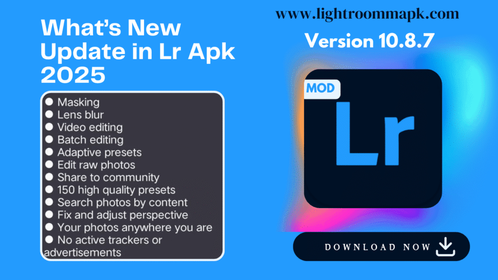 Download page of Lightroom Mod APK v10.8.7 unlocked features